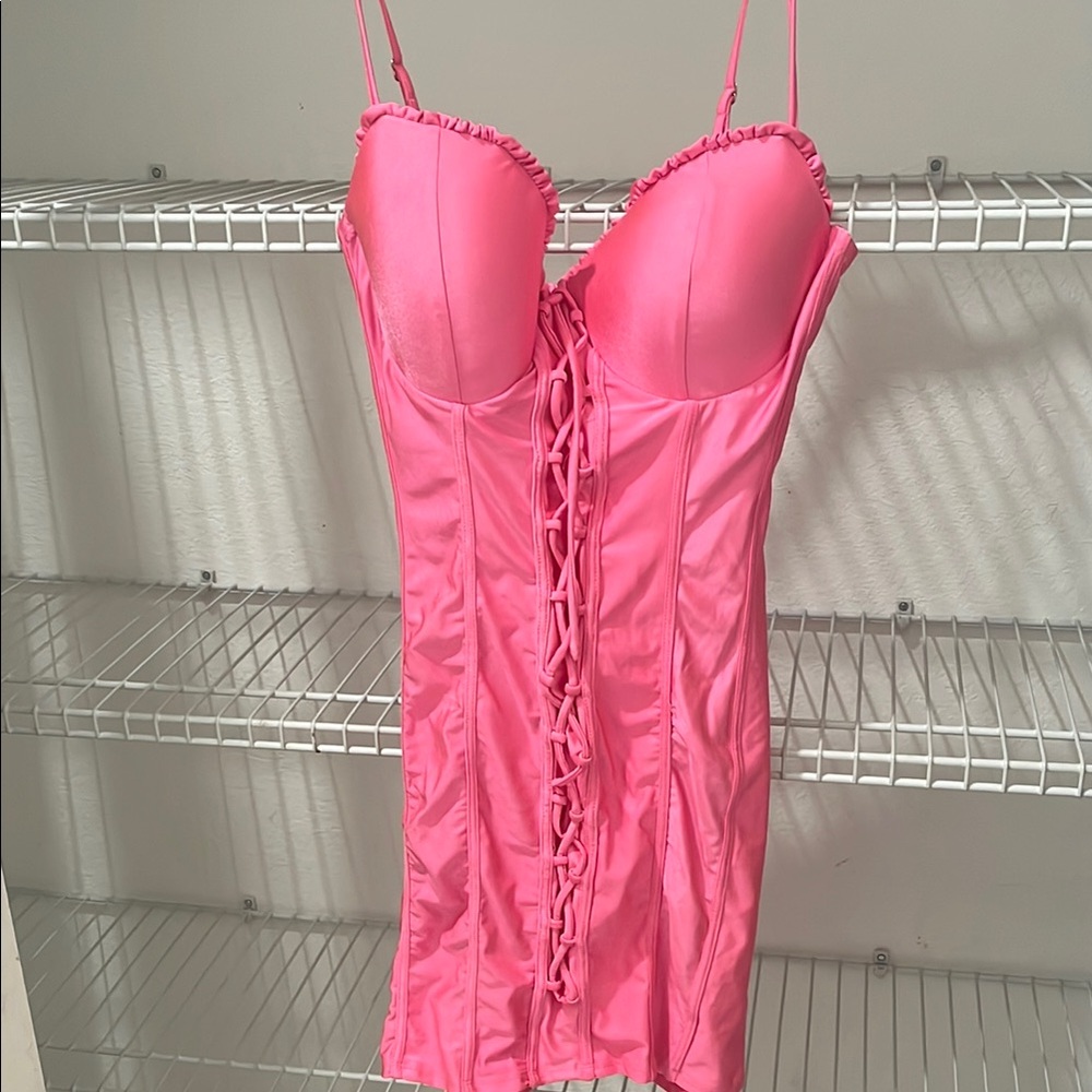 Pink Satin Corset Dress